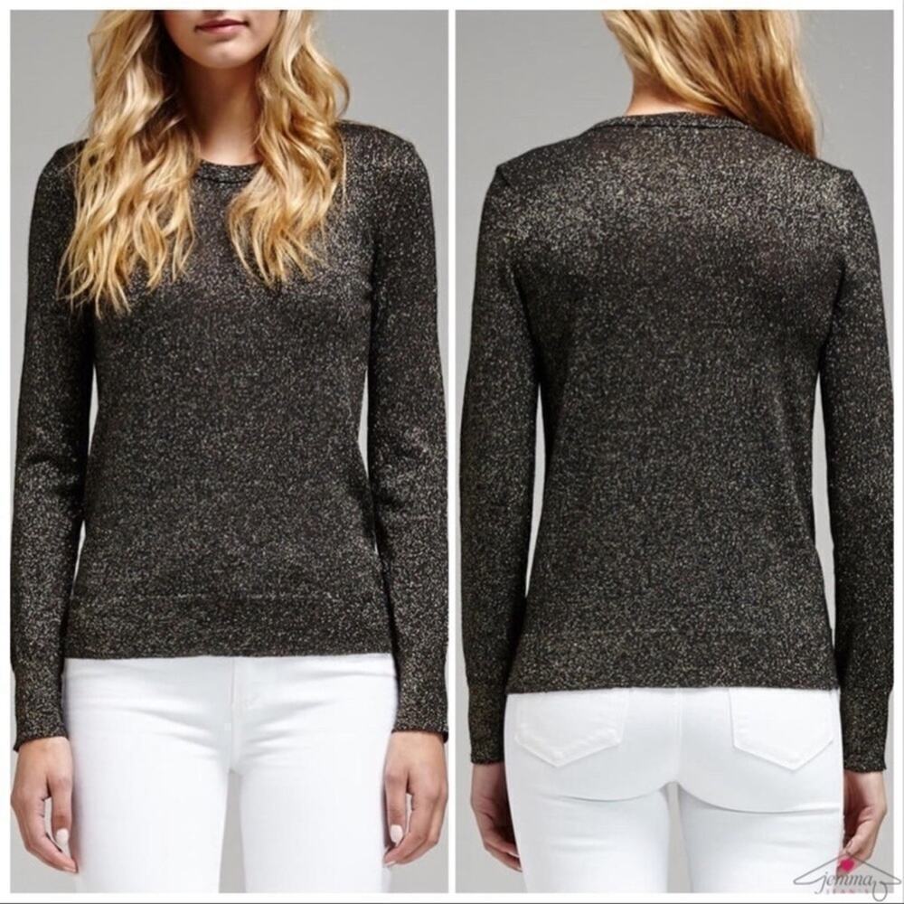 Equipment Femme Ondine Zip Shoulder Metallic Crewneck Cashmere Sweater Size XS